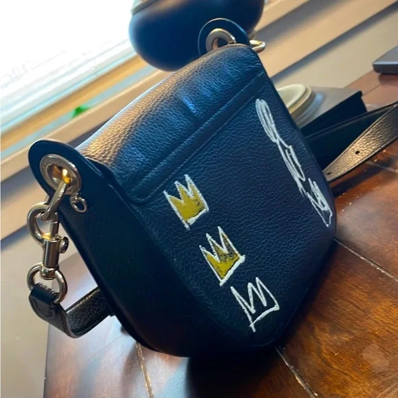 Coach X Jean Michel Basquiat Kleo Shoulder Bag 17, small, black bag - Picture 3 of 5